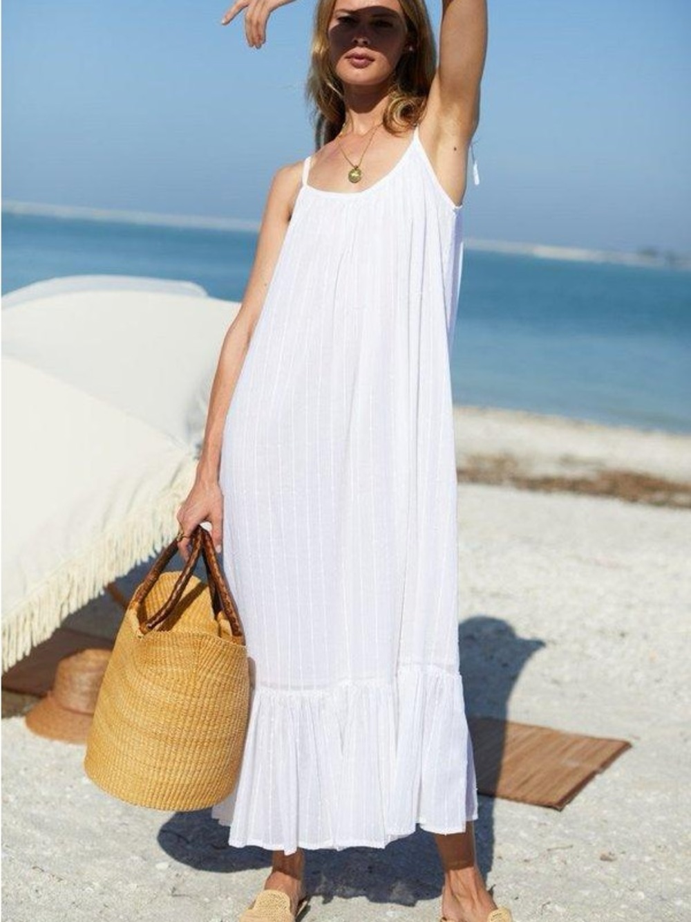 Emerson Fry India Sundress Dot Stripe White